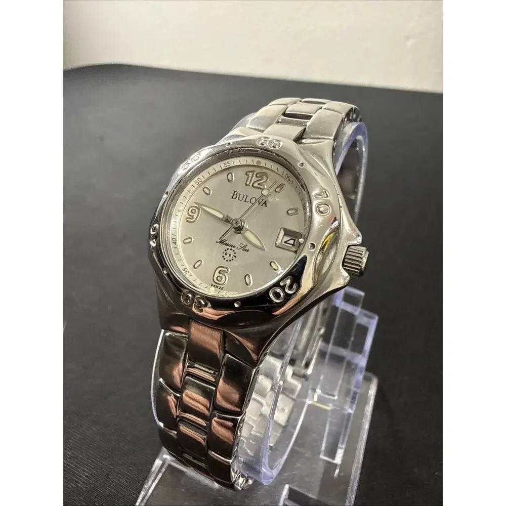 2001 Women’s Bulova Marine Star 96M25 Wristwatch New Battery Good Shape! (B11)